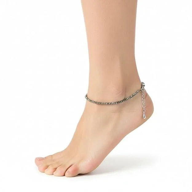 EverMine Crystal Raw Pyrite Anklet Stone of Money, Protection & Power Pyrite Anklet for Women